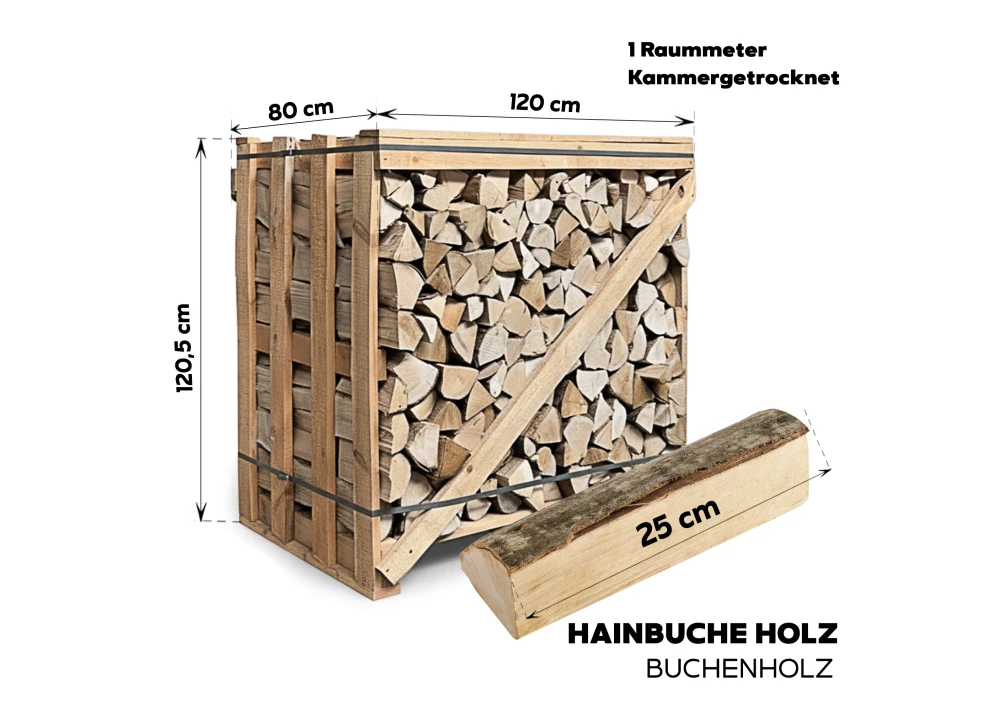 Brennholz Hainbuche 1RM Box 25 cm — Foto 2