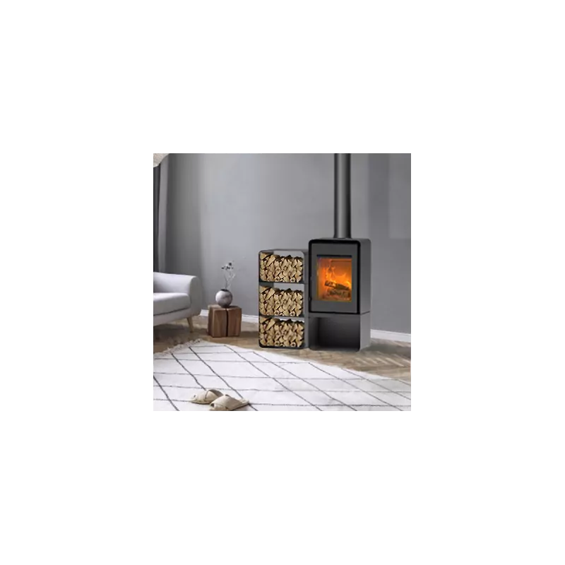 Domino-Holzofen mit Holzlager und 3-Ebenen-Modul – 8,5 kW